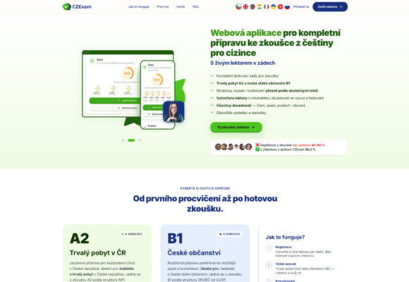 Webová aplikace pro kompletní přípravu ke zkoušce z češtiny pro cizince czexam.cz